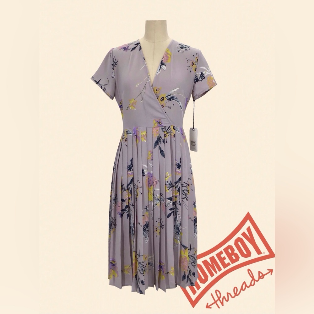 NWT Nordstrom Gray and Purple Midi Sundress with V-neck size small